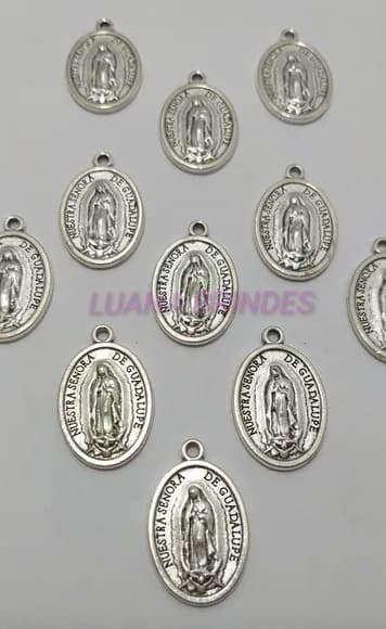Medalha Nossa Senhora de Guadalupe Metal Prata-pct c/10 unid