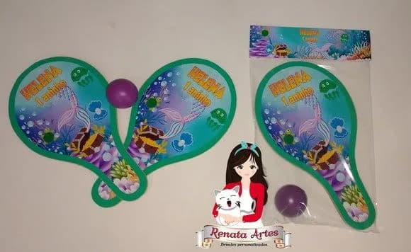 Raquetes de Ping Pong Personalizadas Tema Sereia Calda