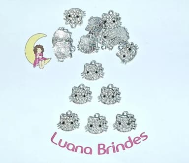 Pingente Hello Kitty Ziconia Niquel 1,5cm Pacote com 6 Unida