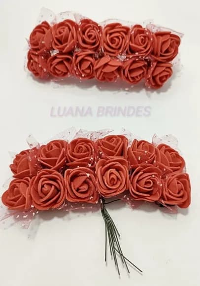Buquês Flores de EVA Vermelho 2 Unidades com 12 Flores Cada