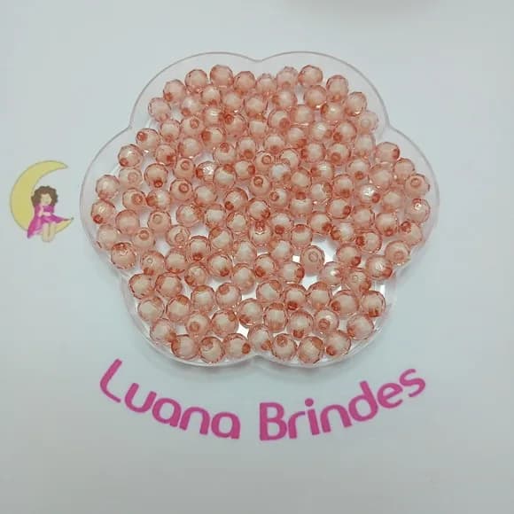 Bolinha Facetada com Miolo Creme 8mm Pct 100 Unidades