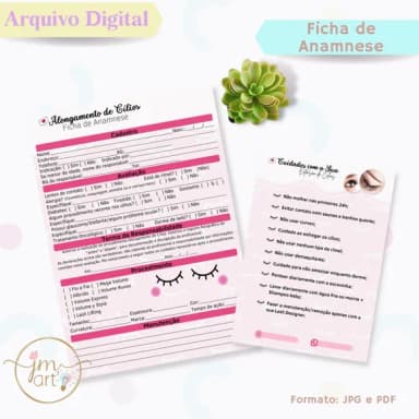 Ficha de Anamnese Extensão de Cílios + Bloco Cuidados