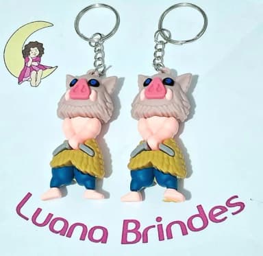Chaveiro Inosuke Hashibira 3d Pacote com 2 Unidades