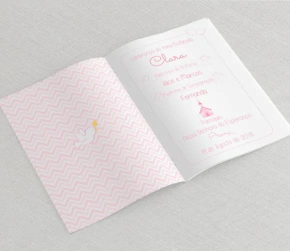 Lembrancinha Batizado - Livrinho De Orações - Chevron Rosa