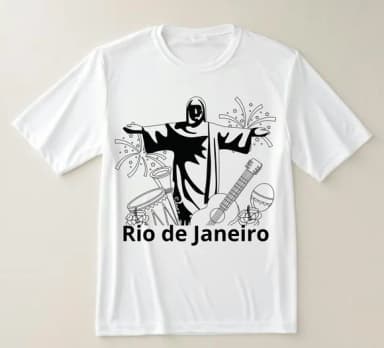 Camiseta Branca Rio de Janeiro Cristo Samba