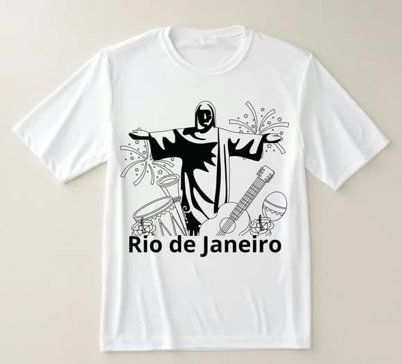 Camiseta Branca Rio de Janeiro Cristo Samba