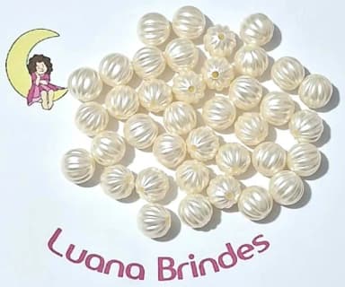 Pérola Pitanga Creme 12mm Pacote 50 Unidades