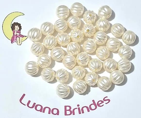 Pérola Pitanga Creme 12mm Pacote 50 Unidades