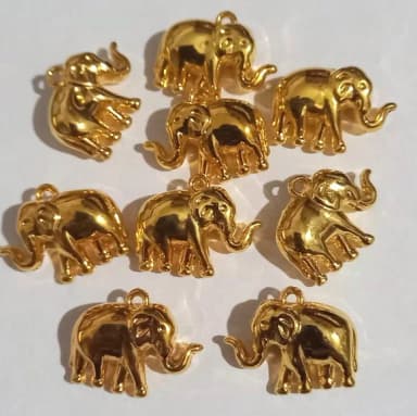 Pingente Elefante Dourado Abs - 12 Peças