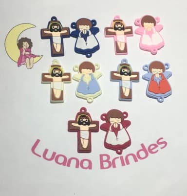 Pingente Anjo e Crucifixo Infantil Variados Pct C/3kits