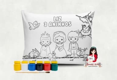 Almofada com Tinta para Colorir Branca de Neve Cute