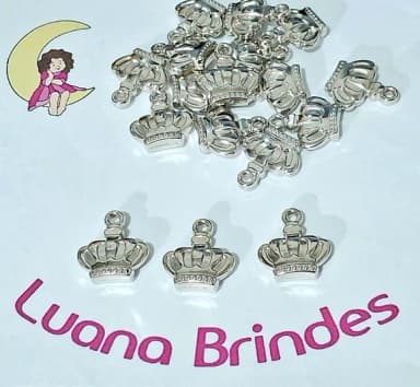 Pingente Coroa Abs Prata 2cm Pacotes com 20 Unidades