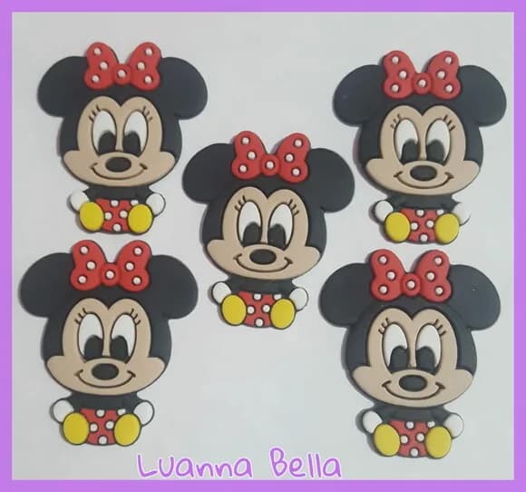 Aplique Minnie Sentadinho de borracha - pct c/6 unid