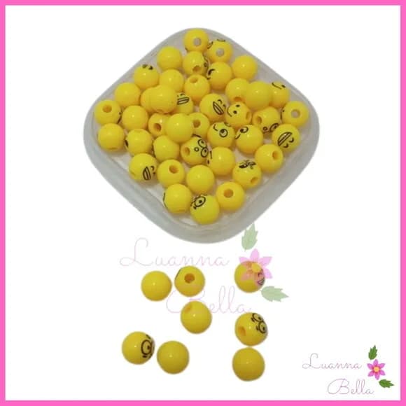 Missanga Bolinha Amarela c/Carinha c/Passante-Pct c/50 unds