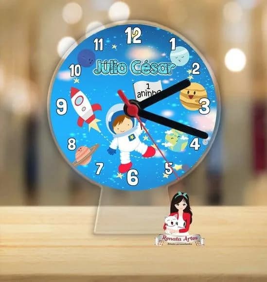 Relógio de Mesa Astronauta Azul Claro