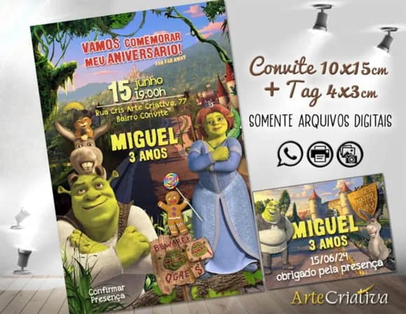 Convite Digital com Tag Shrek