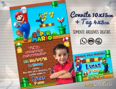 CONVITE DIGITAL C/TAG Super Mario