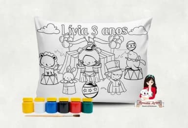 Almofada com Tinta para Colorir Circo Menina