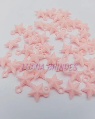 Pingente Estrela Salmon Acrílico 1,5cm Pácote 50 Unidades