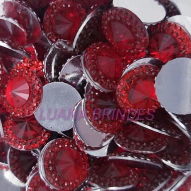 Chaton Vermelho Redondo - 14mm - pct c/50 unidades