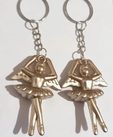Chaveiro Bailarina Dourado Fosca - 6 Peças.