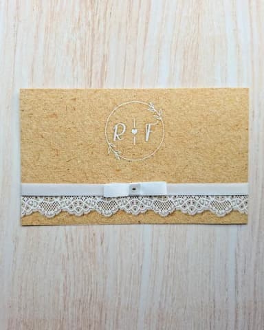 Convite de Casamento com Renda Kraft