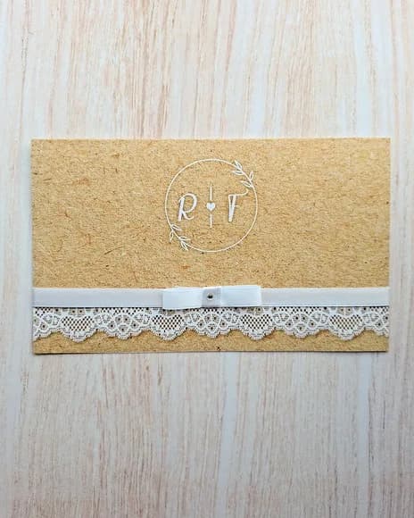 Convite de Casamento com Renda Kraft