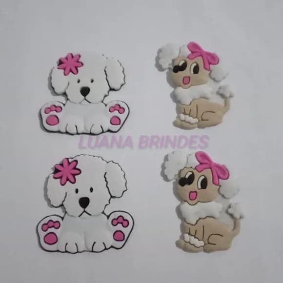 Aplique Emborrachado de Cachorrinhas - Pct 8 unidades
