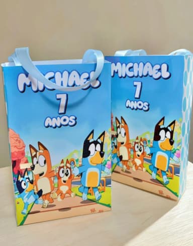 Sacolinhas Personalizada Bluey e Bingo Lembrancinhas Para Aniversário