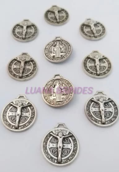 Medalha São Bento de Metal em Níquel - pct c/ 10 unid