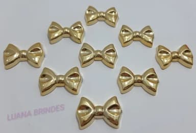 Aplique Laço De Abs Dourado - Pct Com 12 Unidades