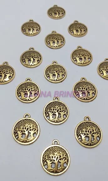 Pingente da Árvore da Vida em Metal Dourado -pct com 15 Unid