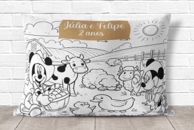 Almofada de Colorir Pinte e Lave Fazendinha da Minnie e Mickey
