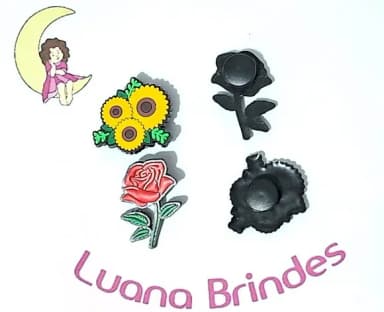 Pins de Crocs Flores Emborrachado Pacote com 6 Unidades