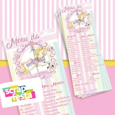 Menu Cardápio Personalizado Festa Carrossel Encantado