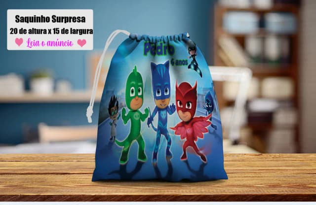 Saquinho Supresa para lembrancinhas PJ MASKS