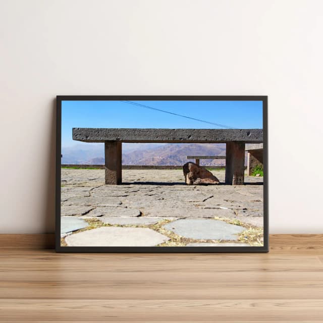 Quadro Decorativo Banco de Pedra em Paisagem Montanhosa 1523
