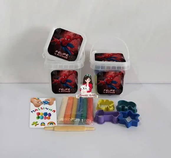 Kit Massinha no Baldinho Personalizado Homem Aranha