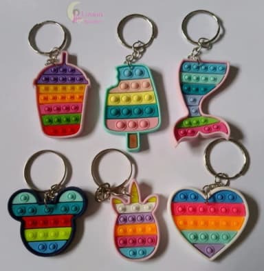 Chaveiros Pop It Fidget Variados de Borracha - pct c/4 unid