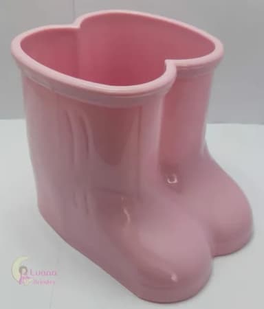 Vaso Botinha Rosa de Plástico - 12,5cm - 1 unidade.