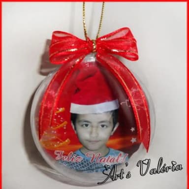 Bola de Natal com Foto e Laço