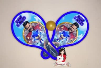 Raquetes de Ping Pong Personalizadas Tema Sonic Filme 2020