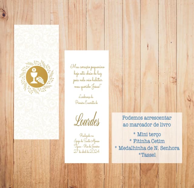 Lembrança Primeira Comunhão - Marcador Livro frente e verso