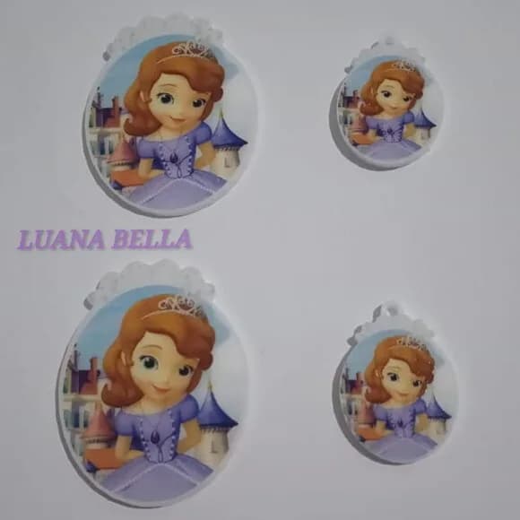 Kit Aplique e Ping em acrílico Princesa Sofia -pct c/3 Kits