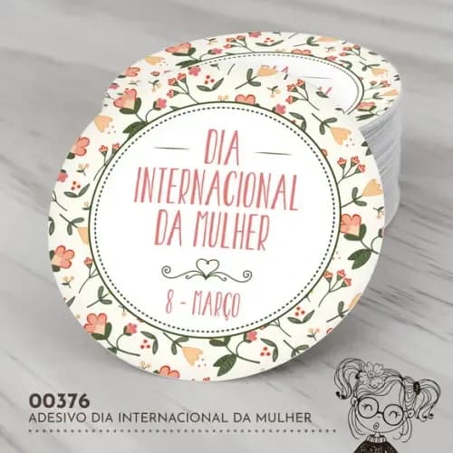 Adesivo Redondo Dia Internacional da Mulher - 00376