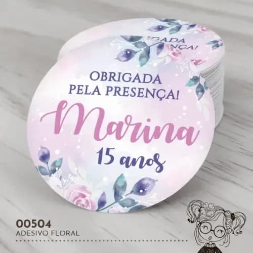 Adesivo Redondo Floral - 00504