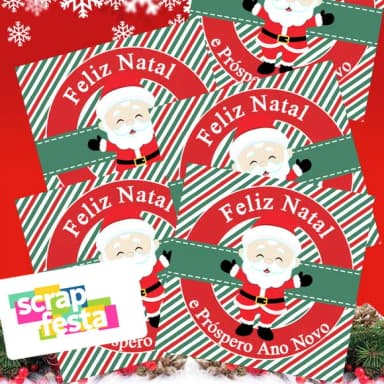Adesivo Quadrado 4x4 Natal Papai Noel