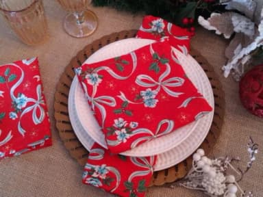Guardanapo de Tecido de Natal - 6 Peças + 1 de Brinde