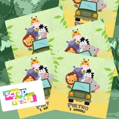 Adesivo Personalizado Quadrado 5x5 Safari