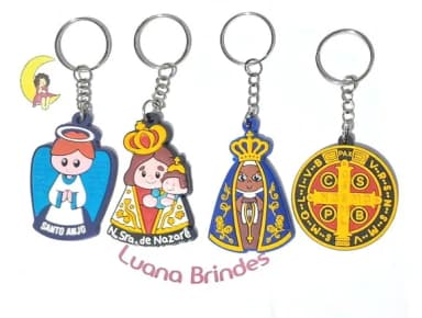 Chaveiro Santo Emborrachado 5,8cm Pacote com 4 Unidades